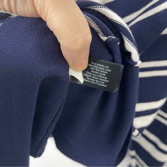 Lane Bryant Sweater 14 16 Blue Whit Chevron Stripes Dolman Sleeves - Picture 3 of 6